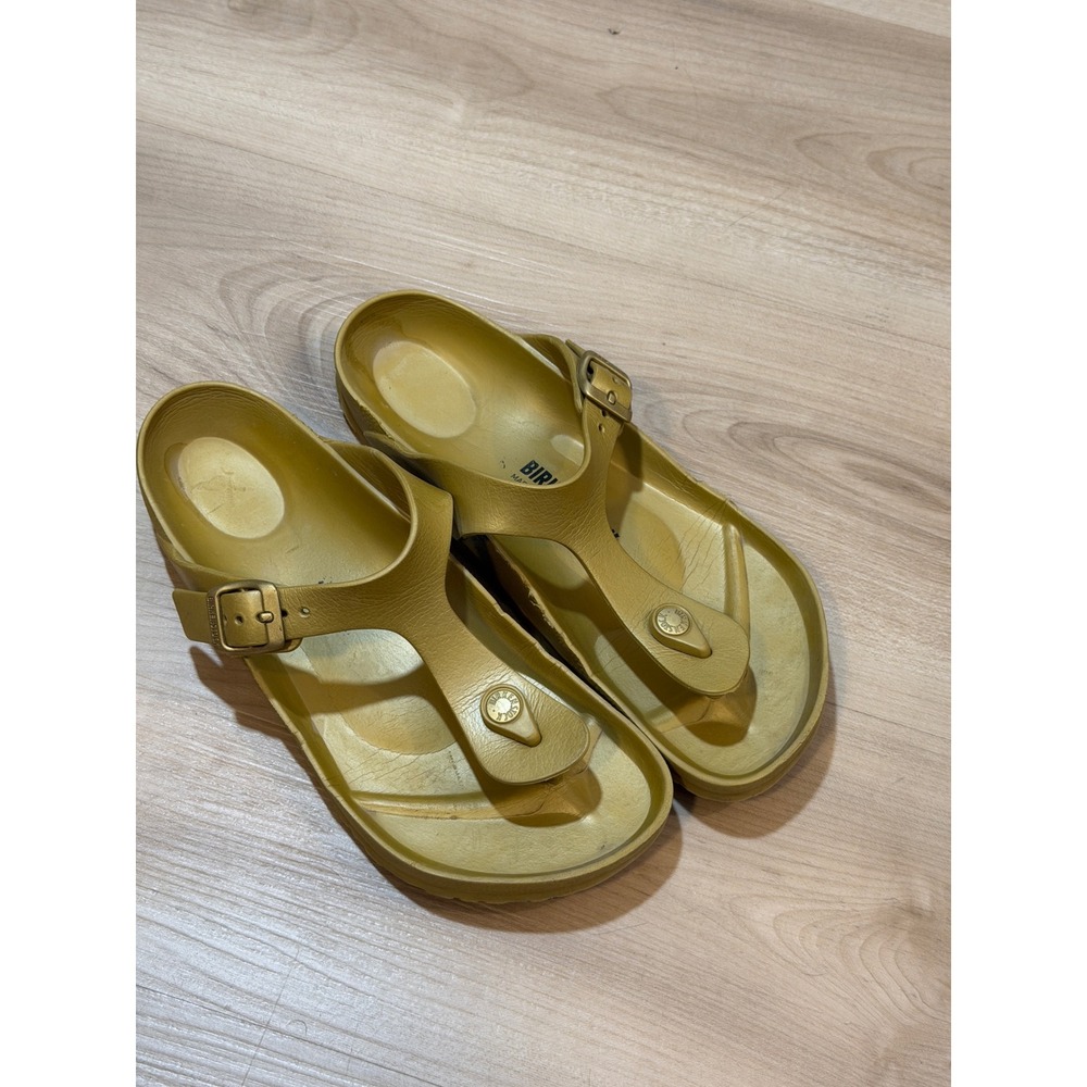 Birkenstock Gizeh EVA Sandals 7.5 Gold Metallic 38 Women Thong Flip Flops